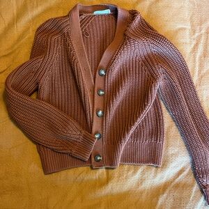 EUC Everlane The Texture Cotton Cardigan in Cinnamon